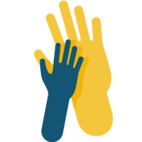 Illustration of an adult sized and smaller sized hand high fiving each other